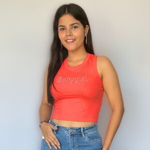 Top Crop Naranja "Babygirl" con Brillantes