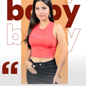 Top Crop Naranja "Babygirl" con Brillantes