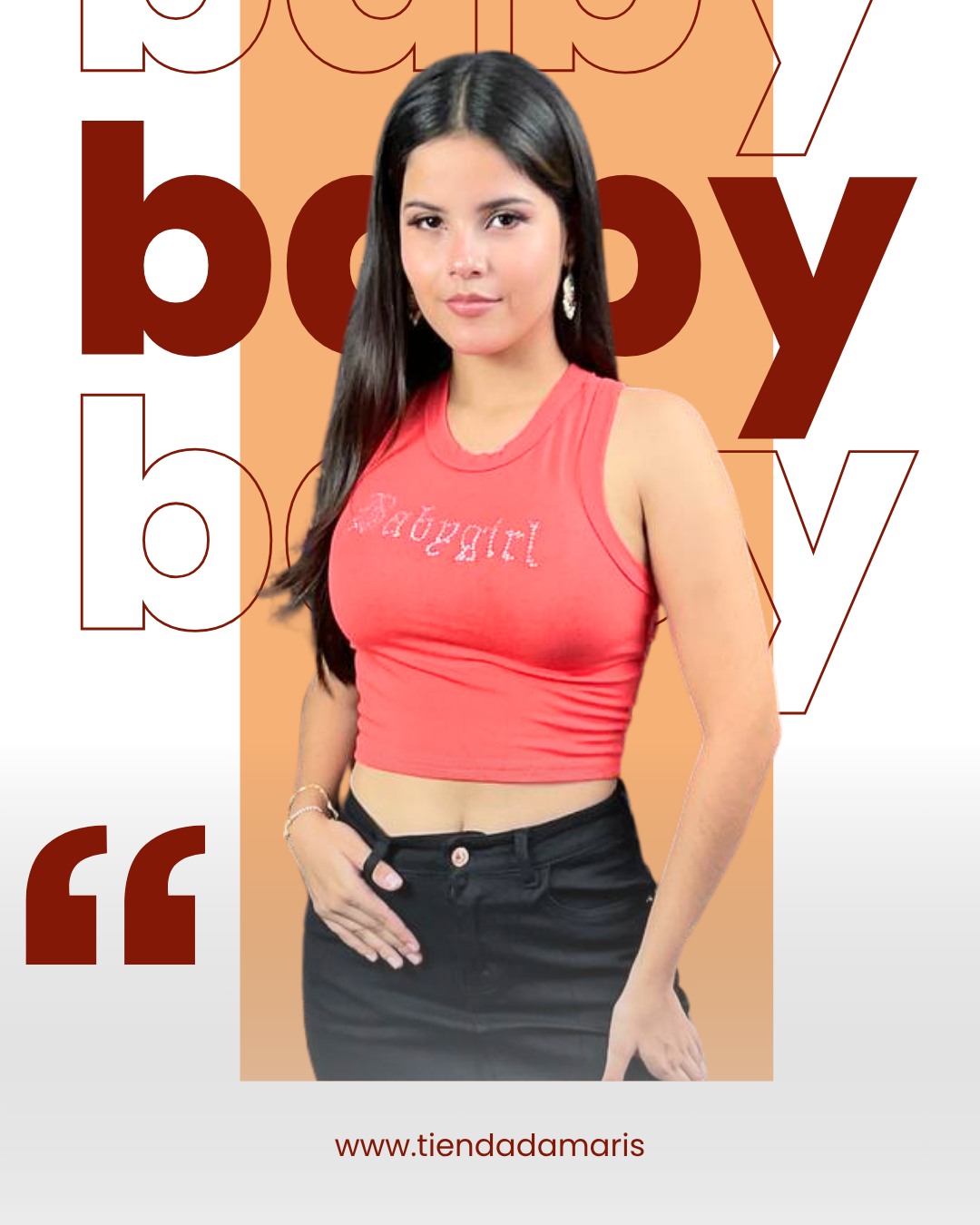 Top Crop Naranja "Babygirl" con Brillantes